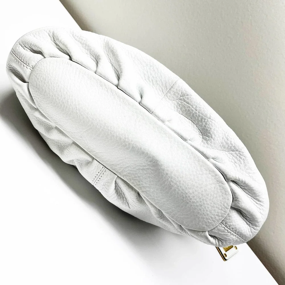 B. Makowsky White Leather Satchel Handbag - Picture 8 of 11